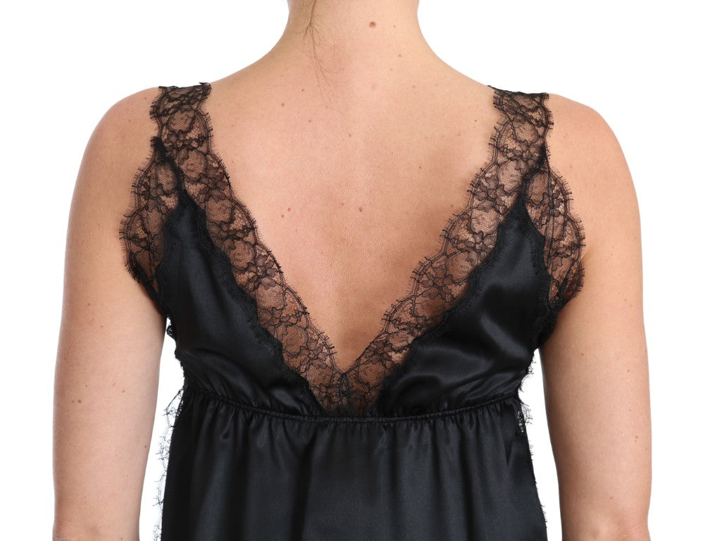 Dolce & Gabbana Sultry Silk Blend Lingerie Top in Black Dolce & Gabbana