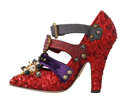 Dolce & Gabbana Red Bellucci Alta Moda Embellished Pumps Dolce & Gabbana