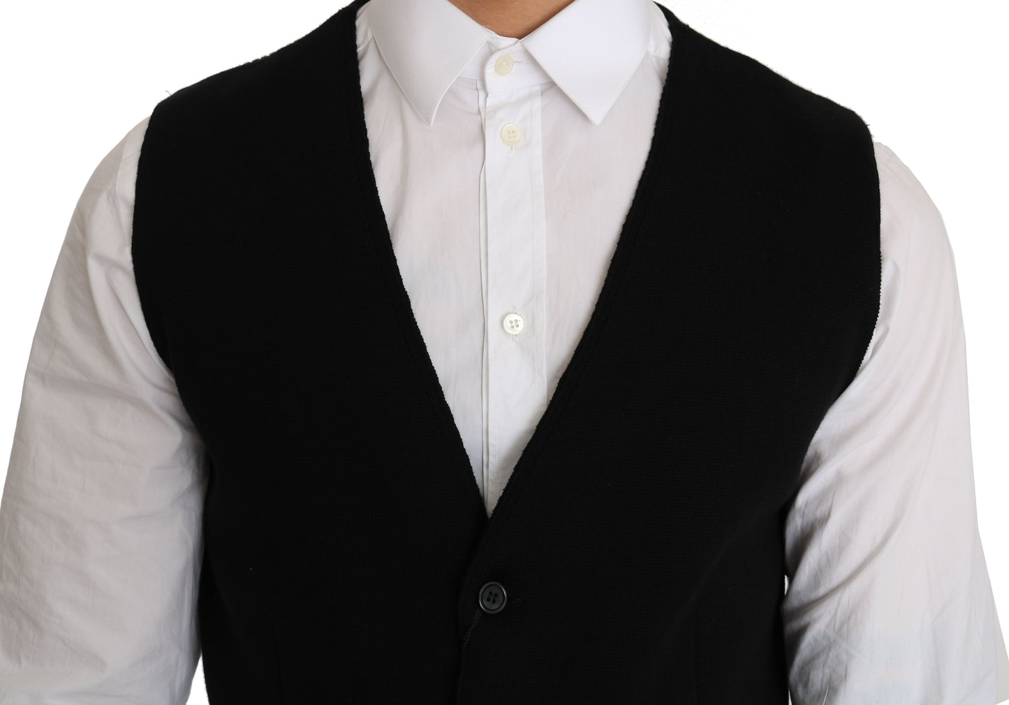 Dolce & Gabbana Sleek Black Cotton Formal Vest Dolce & Gabbana