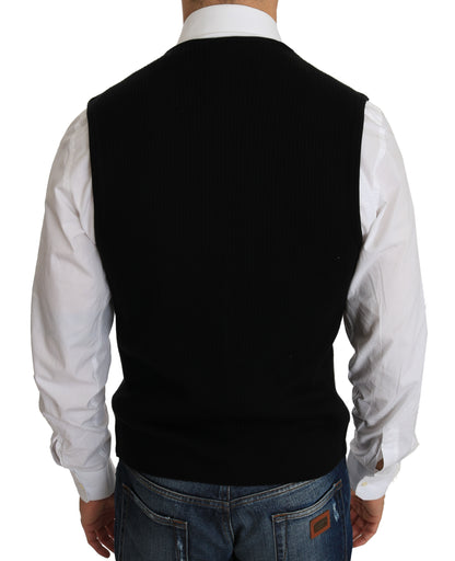 Dolce & Gabbana Sleek Black Cotton Formal Vest Dolce & Gabbana