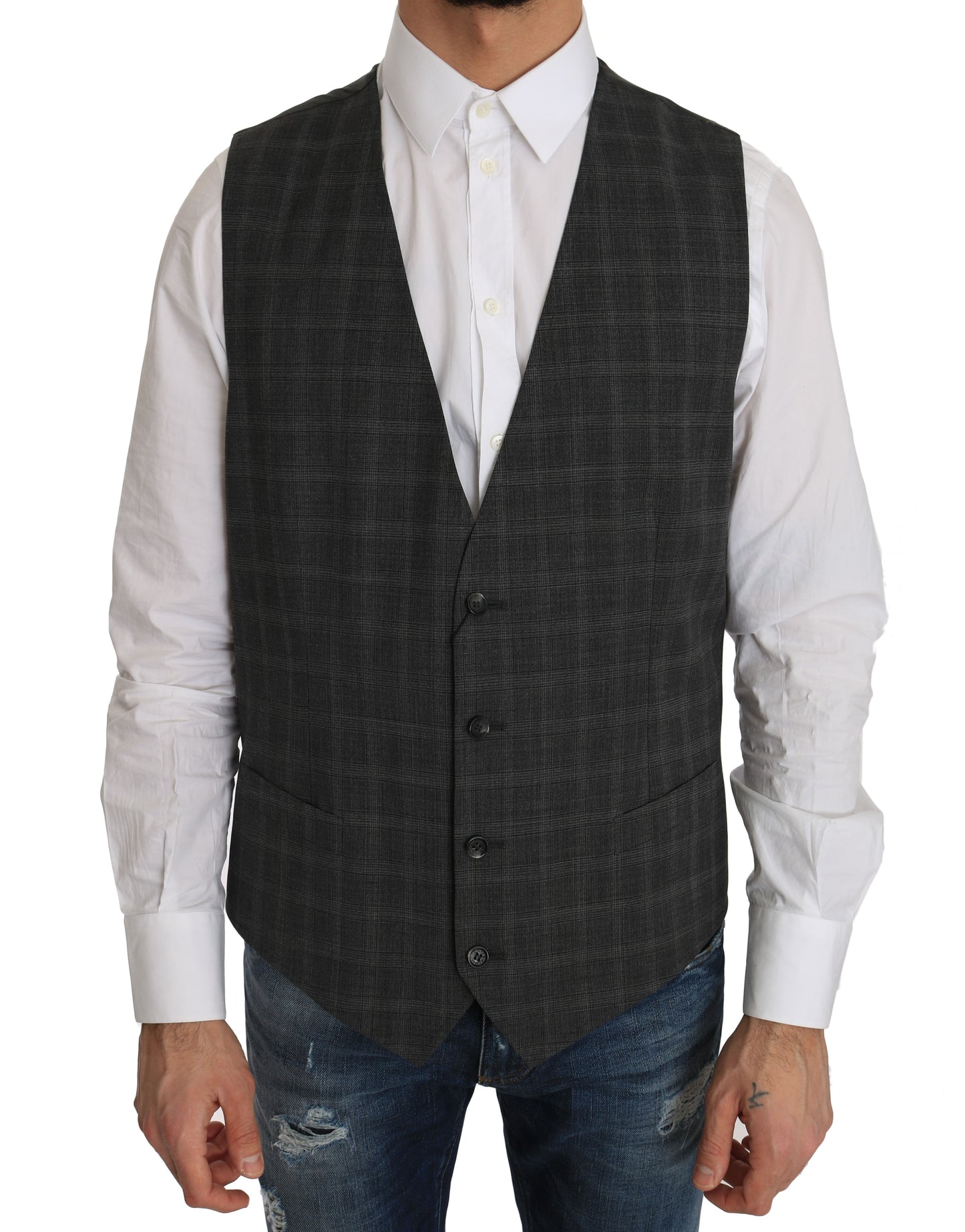 Dolce & Gabbana Elegant Checkered Wool Vest for the Urbane Man Dolce & Gabbana