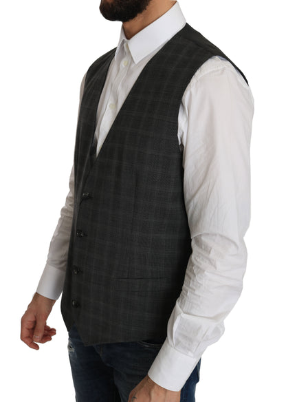 Dolce & Gabbana Elegant Checkered Wool Vest for the Urbane Man Dolce & Gabbana