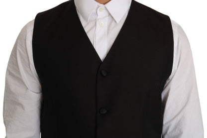 Dolce & Gabbana Elegant Black Silk Blend Formal Vest Dolce & Gabbana