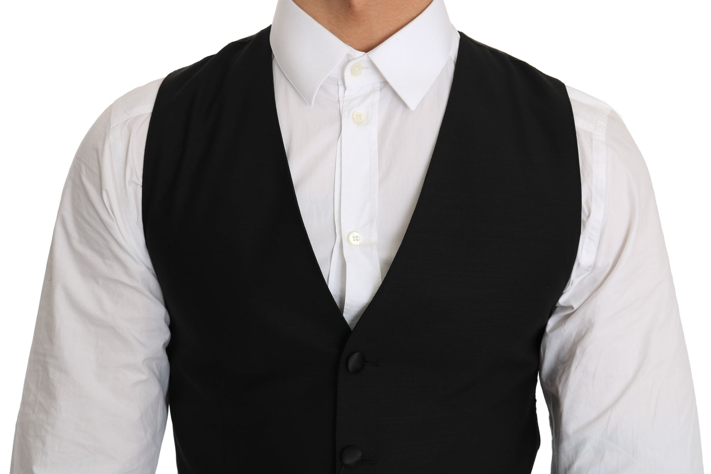 Dolce & Gabbana Sleek Black Wool Blend Formal Vest Dolce & Gabbana