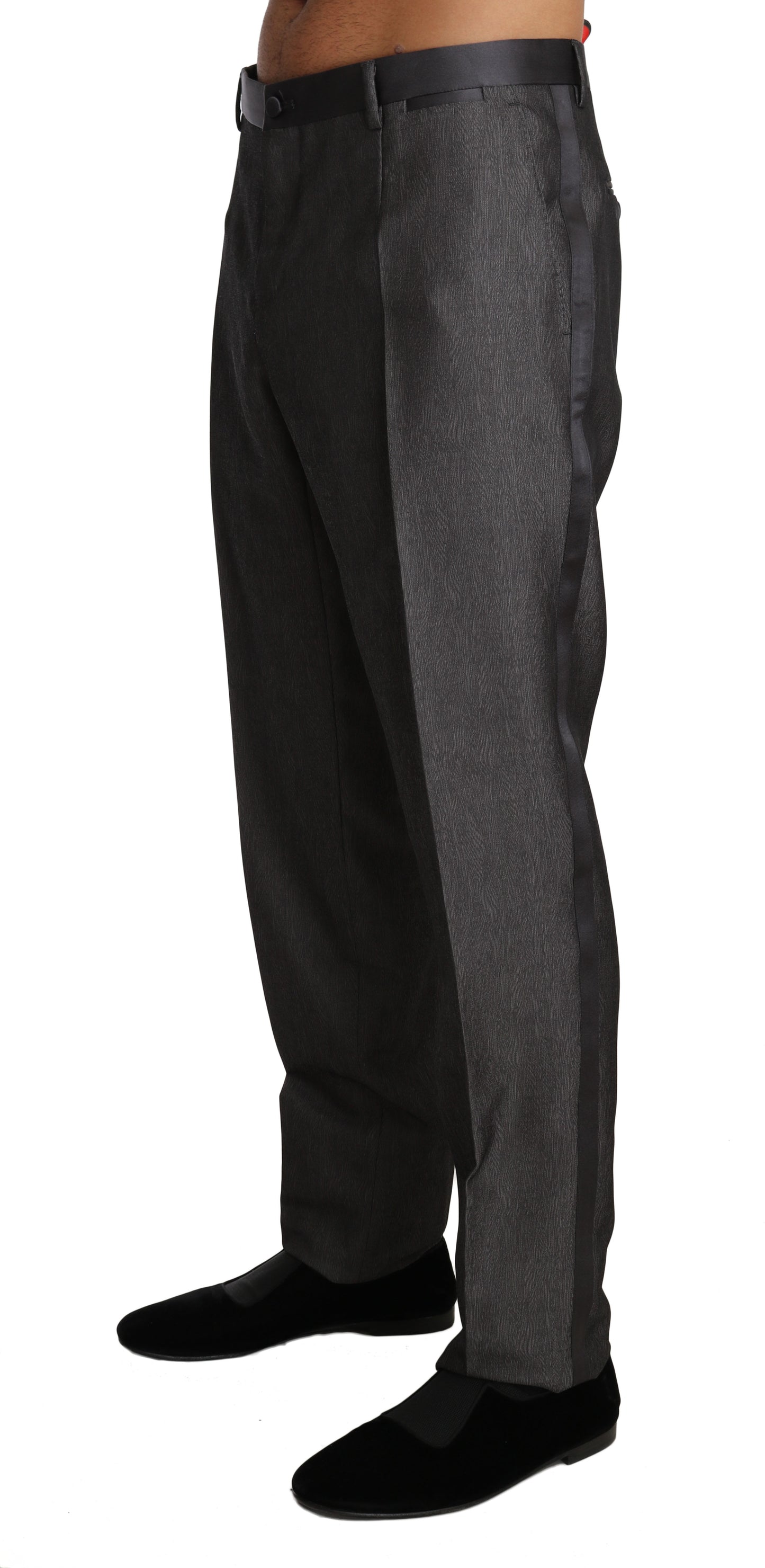 Dolce & Gabbana Elegant Patterned Gray Wool Blend Trousers Dolce & Gabbana