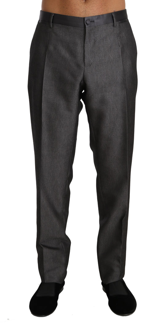 Dolce & Gabbana Elegant Patterned Gray Wool Blend Trousers Dolce & Gabbana