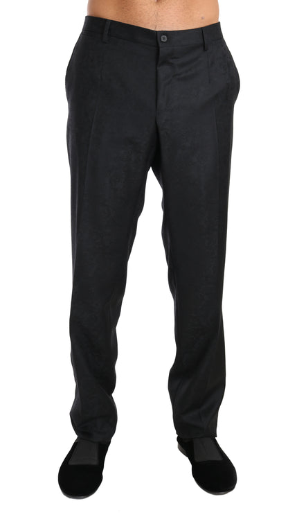 Dolce & Gabbana Elegant Gray Patterned Formal Pants Dolce & Gabbana