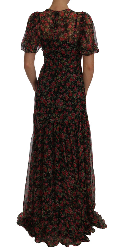 Dolce & Gabbana Elegant Floral A-Line Silk Dress Dolce & Gabbana