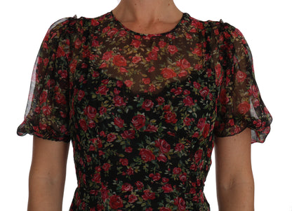 Dolce & Gabbana Elegant Floral A-Line Silk Dress Dolce & Gabbana