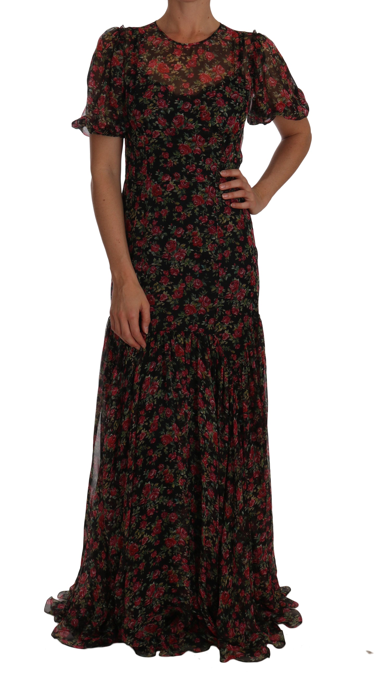 Dolce & Gabbana Elegant Floral A-Line Silk Dress Dolce & Gabbana