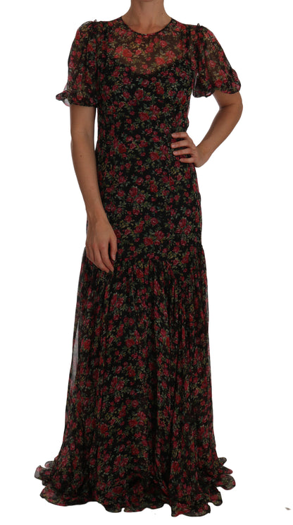 Dolce & Gabbana Elegant Floral A-Line Silk Dress Dolce & Gabbana