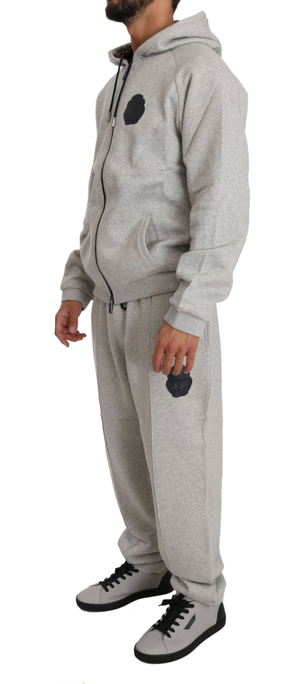 Billionaire Italian Couture Elegant Gray Cotton Sweatsuit Ensemble Billionaire Italian Couture