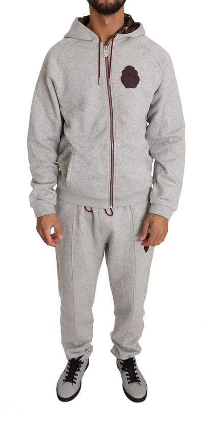 Billionaire Italian Couture Elegant Gray Hooded Sweatsuit Ensemble Billionaire Italian Couture