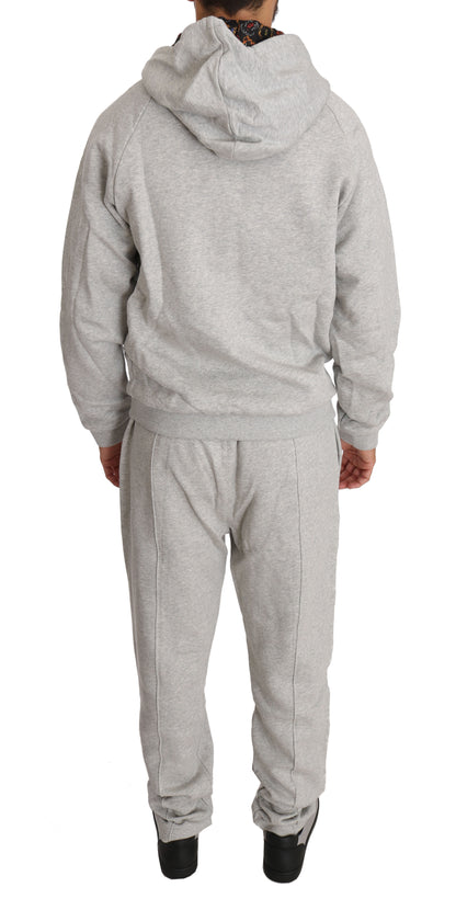 Billionaire Italian Couture Elegant Gray Hooded Sweatsuit Ensemble Billionaire Italian Couture