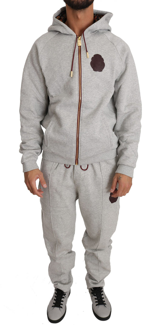 Billionaire Italian Couture Elegant Gray Cotton Sweatsuit Ensemble Billionaire Italian Couture