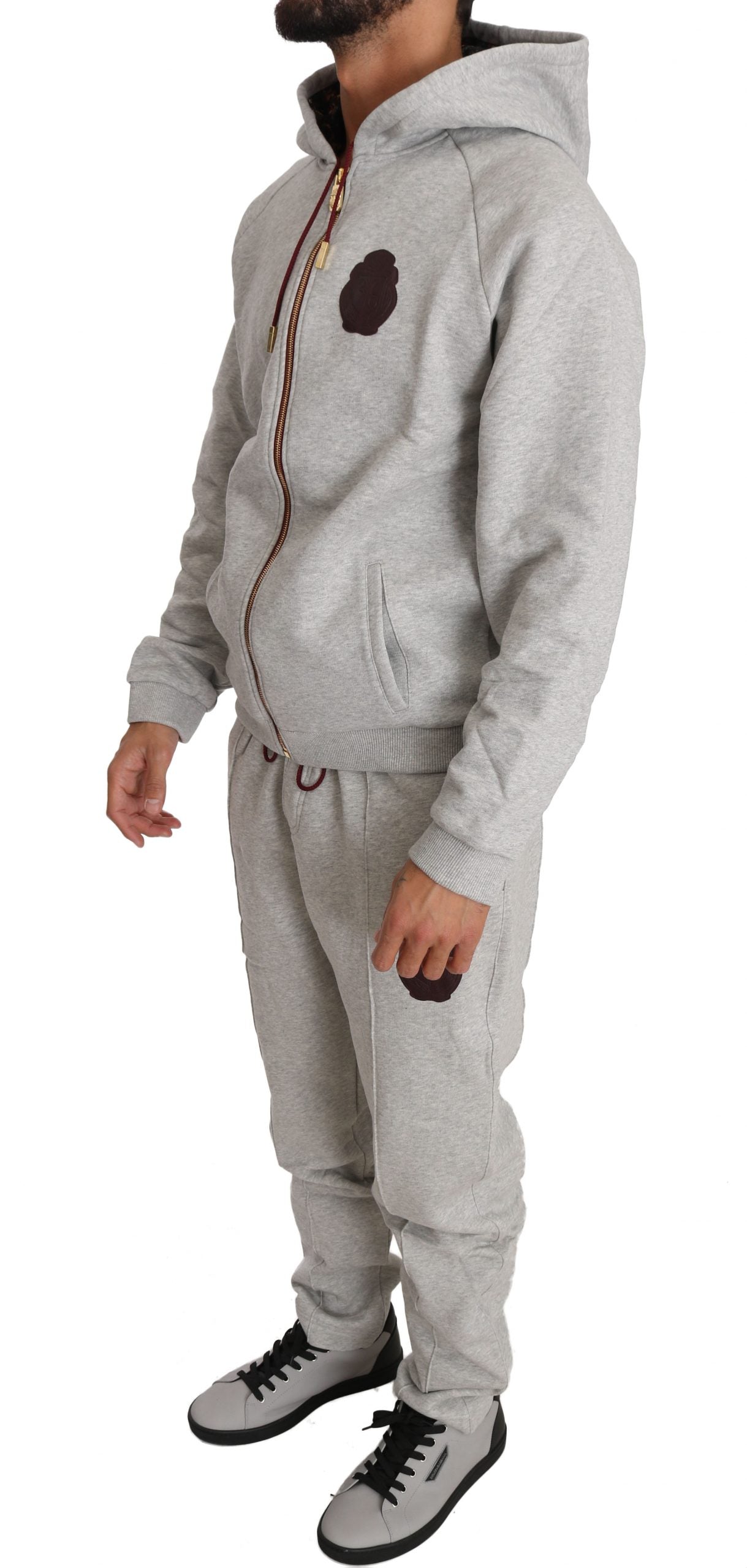 Billionaire Italian Couture Elegant Gray Cotton Sweatsuit Ensemble Billionaire Italian Couture