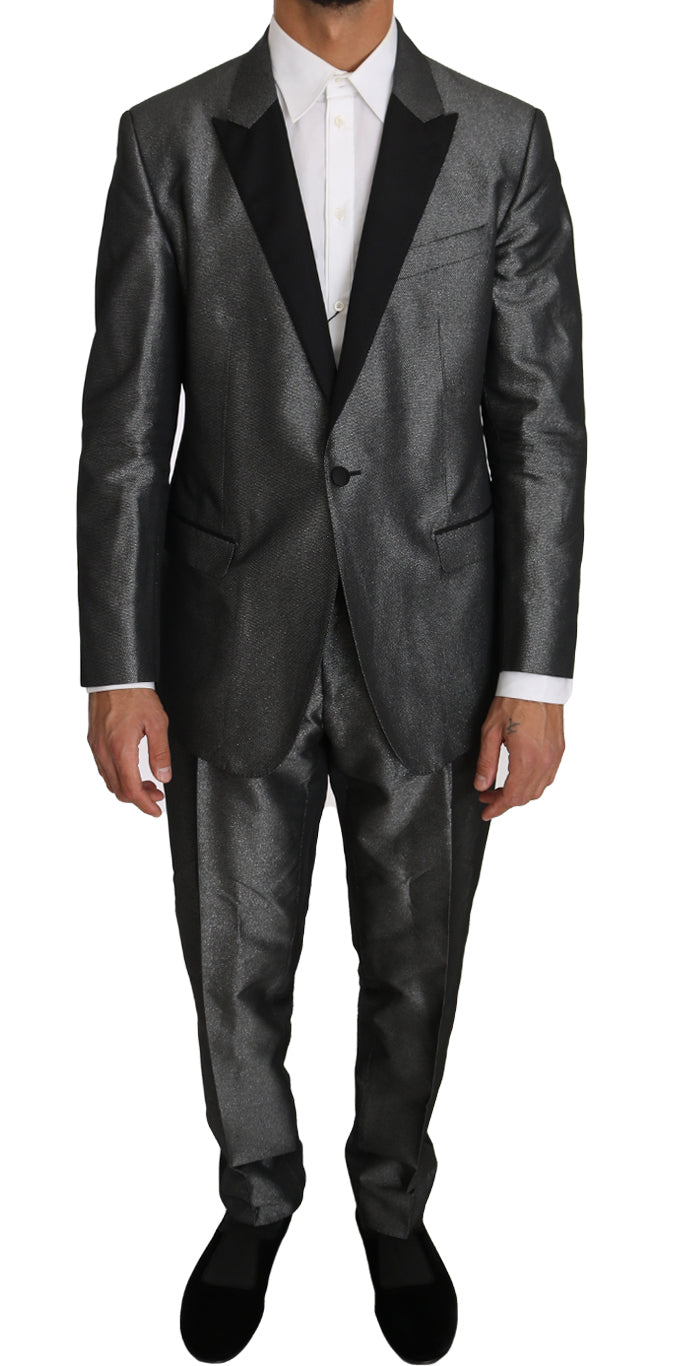 Dolce & Gabbana Elegant Gray Patterned Martini Suit Dolce & Gabbana