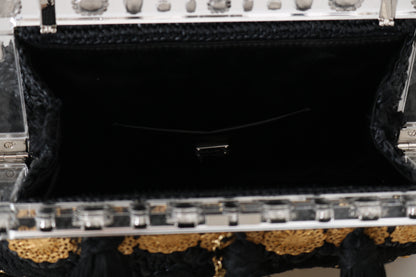 Dolce & Gabbana Black Tassel Gold Baroque Crystal Evening Clutch Dolce & Gabbana