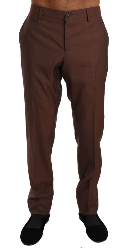 Dolce & Gabbana Elegant Brown Wool-Silk Formal Pants Dolce & Gabbana