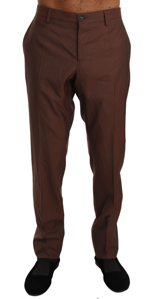 Dolce & Gabbana Elegant Brown Wool-Silk Formal Pants Dolce & Gabbana