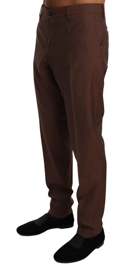 Dolce & Gabbana Elegant Brown Wool-Silk Formal Pants Dolce & Gabbana