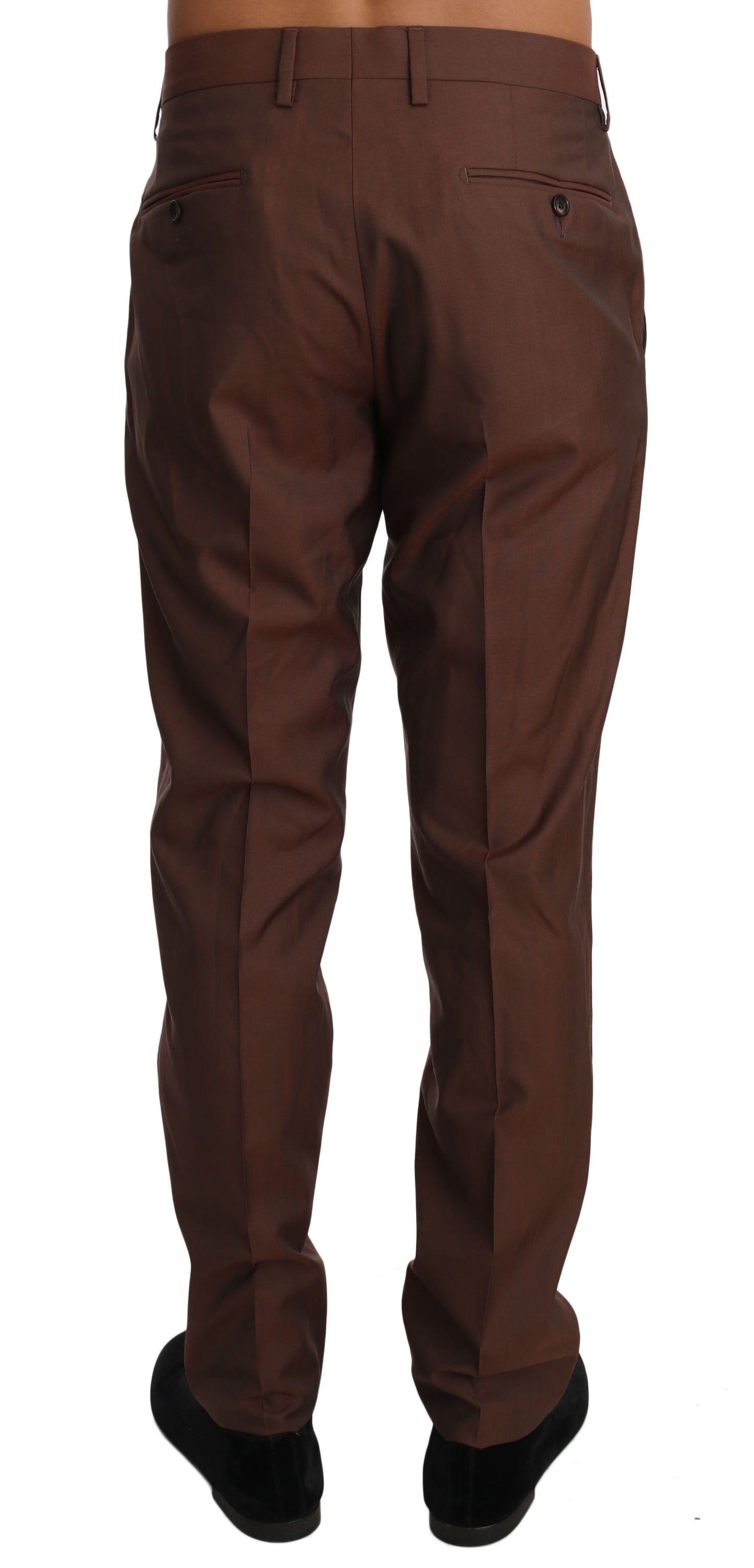 Dolce & Gabbana Elegant Brown Wool-Silk Formal Pants Dolce & Gabbana