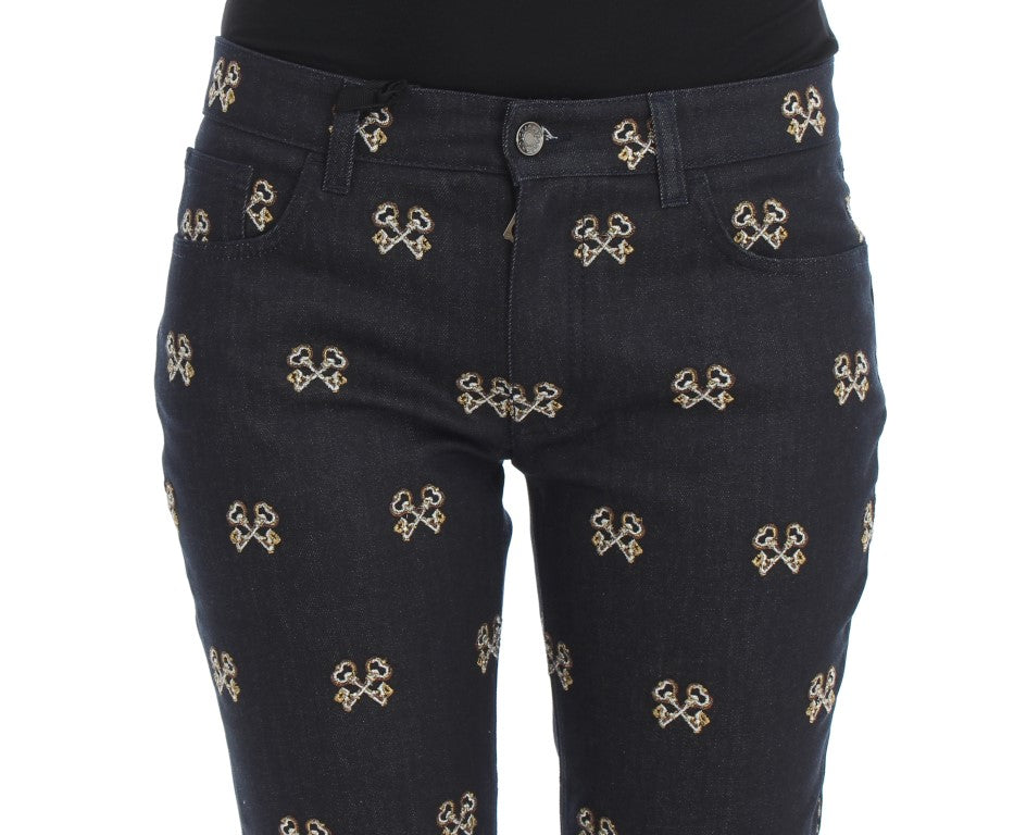 Dolce & Gabbana Elegant Embroidered Slim Fit Denim Jeans Dolce & Gabbana