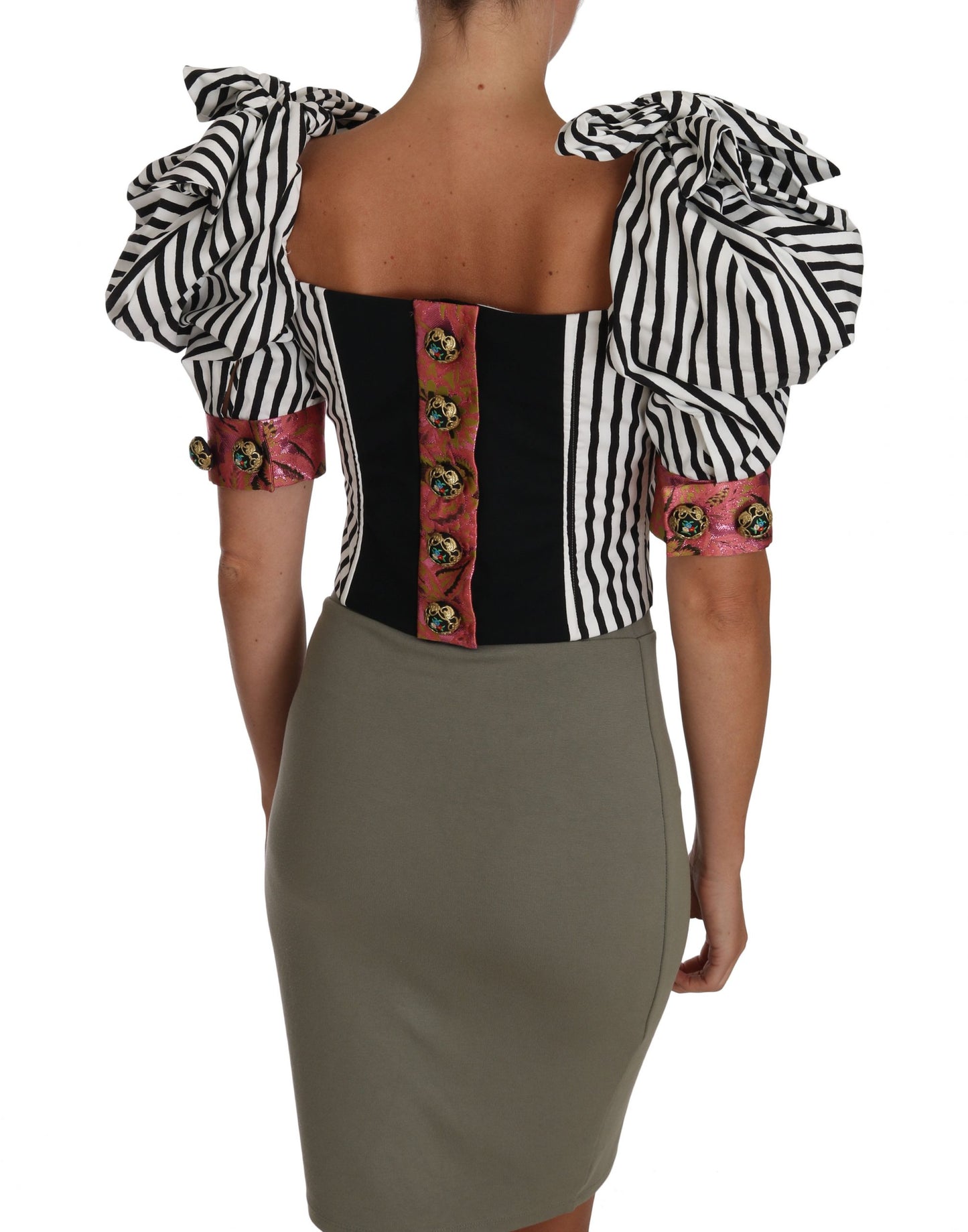 Dolce & Gabbana Elegant Cropped Corset Top with Crystal Buttons Dolce & Gabbana