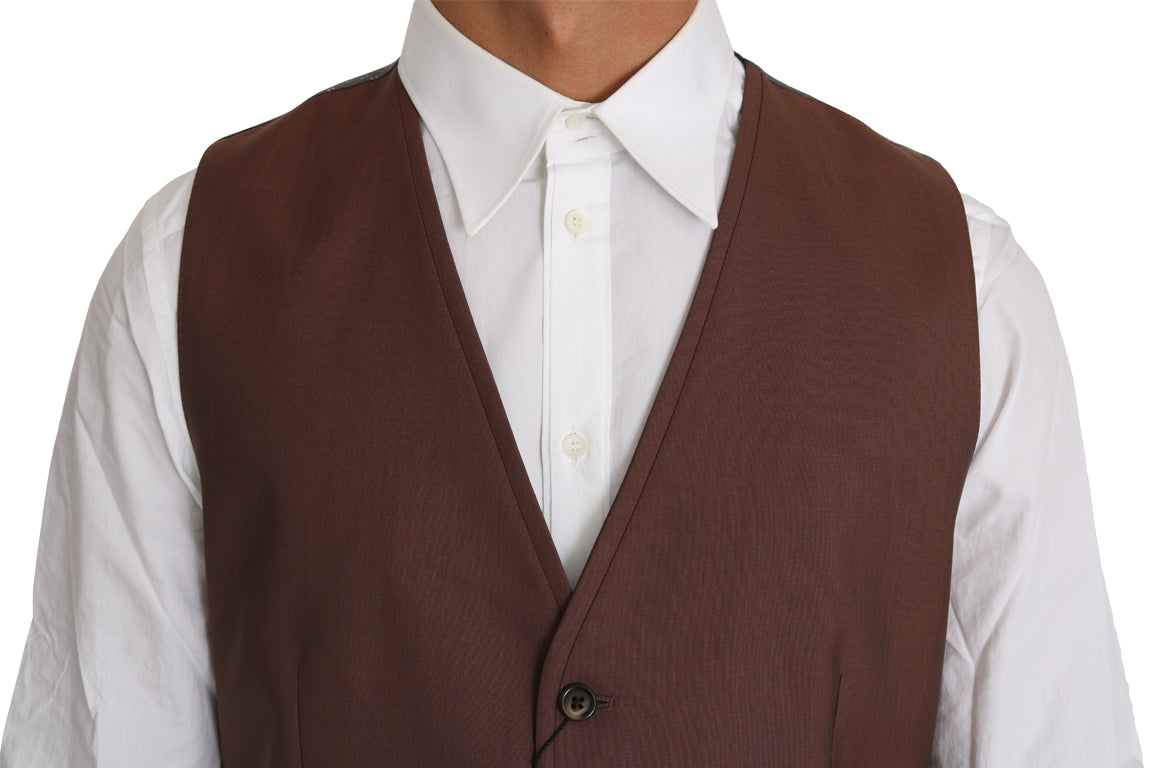 Dolce & Gabbana Sleek Bronze & Gray Formal Vest Slim Fit Dolce & Gabbana