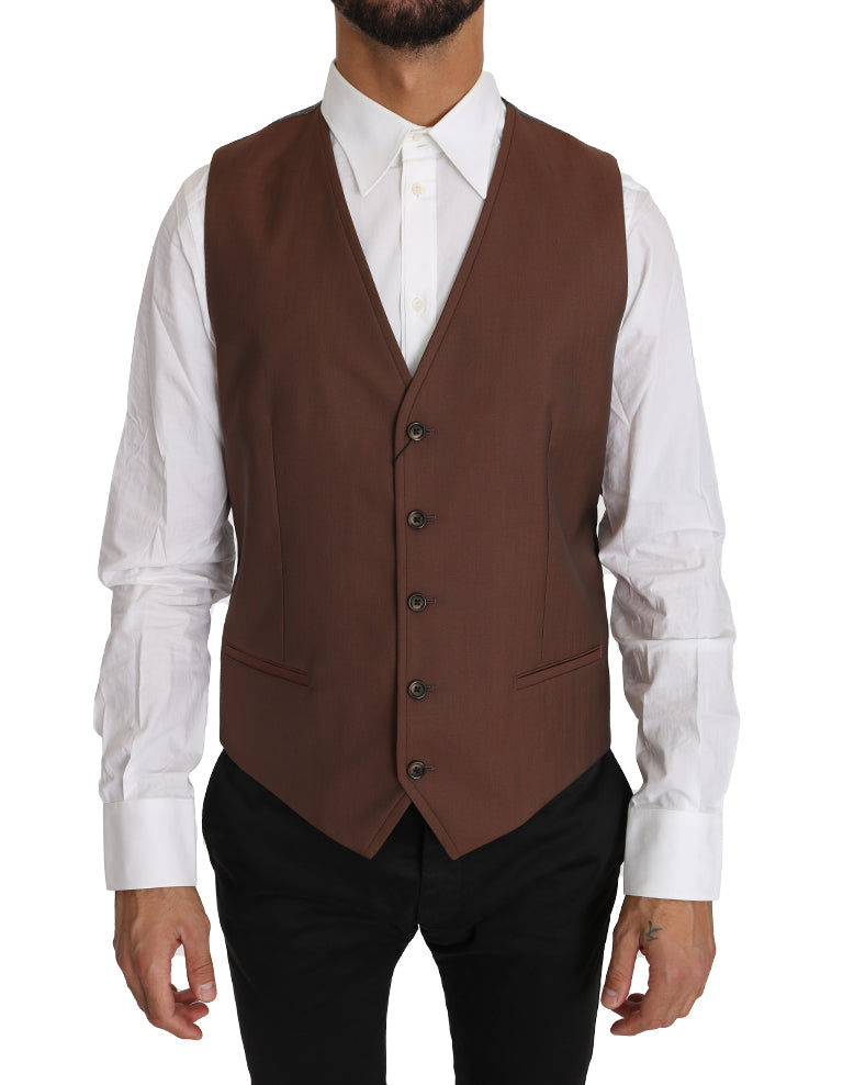 Dolce & Gabbana Sleek Bronze & Gray Formal Vest Slim Fit Dolce & Gabbana