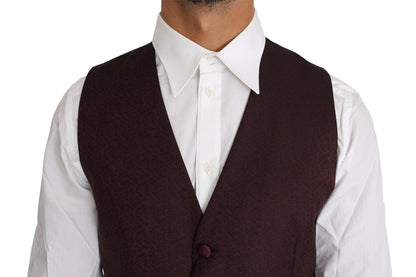 Dolce & Gabbana Elegant Purple Patterned Men's Formal Vest Dolce & Gabbana