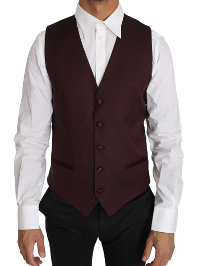 Dolce & Gabbana Elegant Purple Patterned Men's Formal Vest Dolce & Gabbana