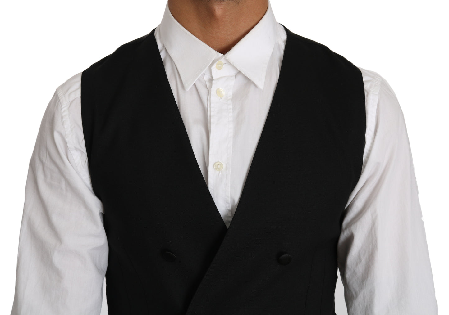 Dolce & Gabbana Sleek Double Breasted Slim Fit Wool Vest Dolce & Gabbana