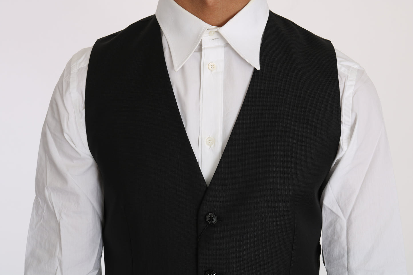 Dolce & Gabbana Sleek Black Wool-Silk Formal Vest Dolce & Gabbana