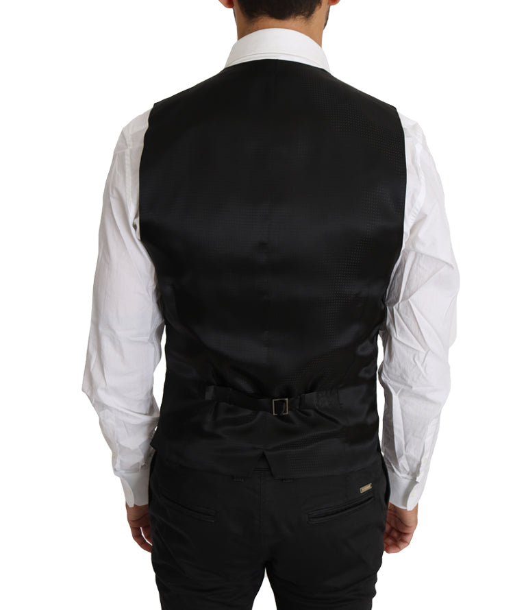 Dolce & Gabbana Sleek Black Wool-Silk Formal Vest Dolce & Gabbana