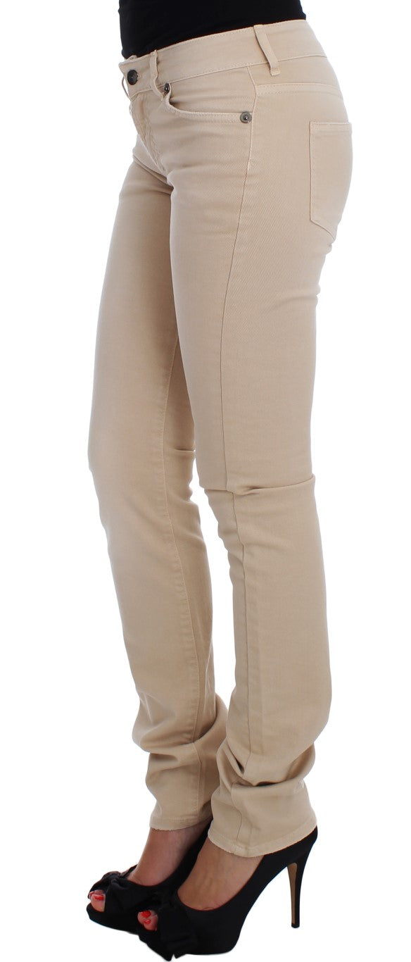 Cavalli Beige Cotton Stretch Slim Fit Jeans Cavalli