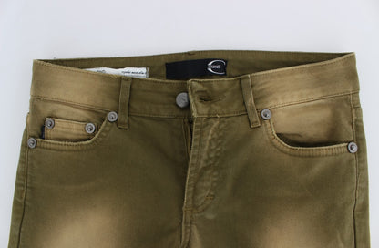 Cavalli Green Slim Fit Cotton Stretch Jeans Cavalli