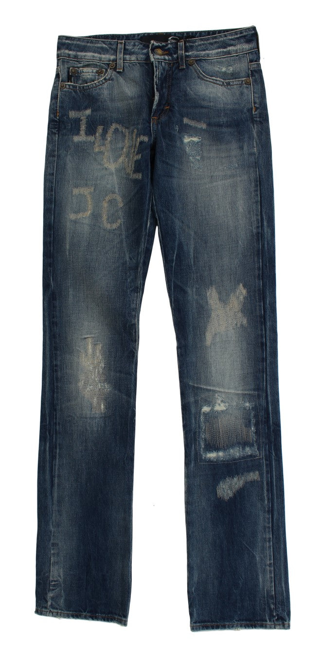 Cavalli Elegant Flare Fit Blue Denim Jeans Cavalli