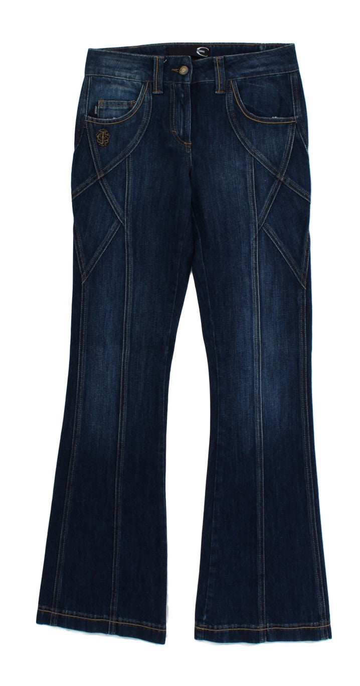 Cavalli Elegant Flare Leg Low Waist Denim Cavalli