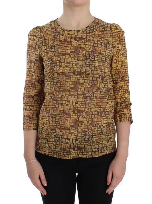 Dolce & Gabbana Sicilian Mosaic Print Silk Blouse Dolce & Gabbana