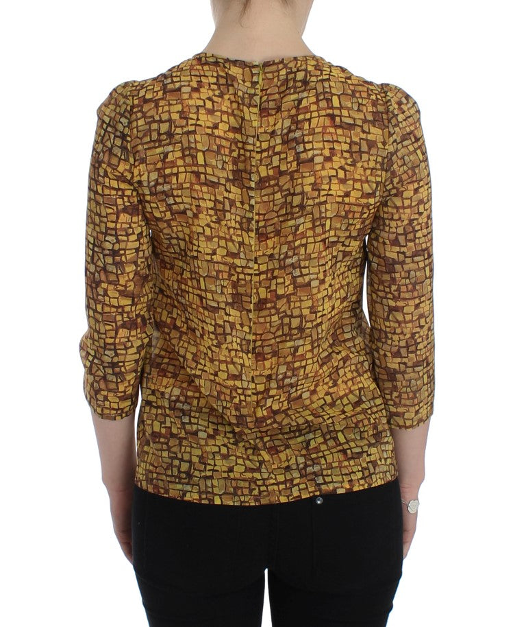 Dolce & Gabbana Sicilian Mosaic Print Silk Blouse Dolce & Gabbana