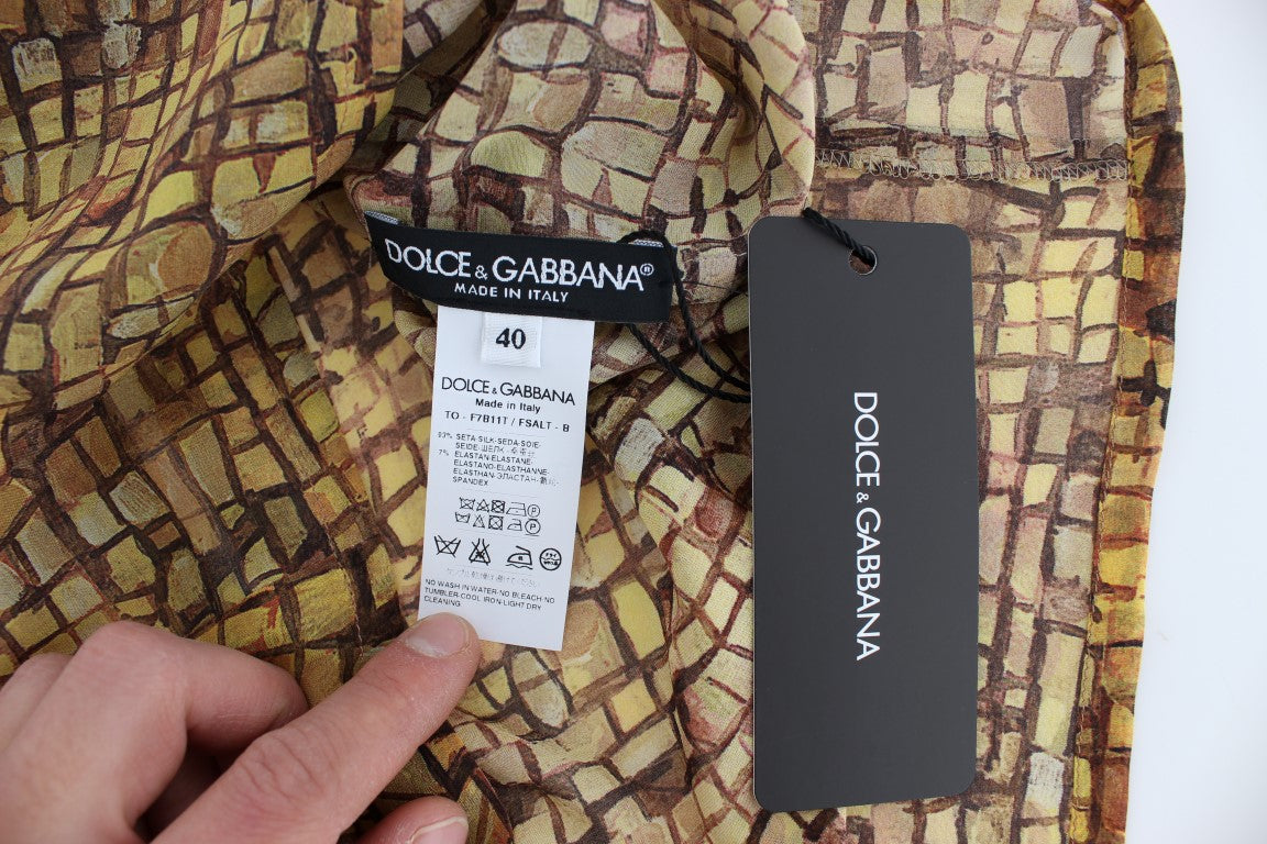 Dolce & Gabbana Sicilian Mosaic Print Silk Blouse Dolce & Gabbana