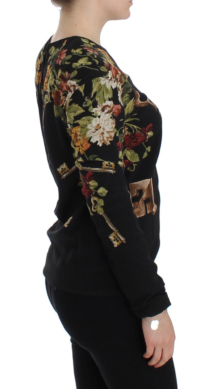 Dolce & Gabbana Elegant Medieval Print Silk Blouse Dolce & Gabbana