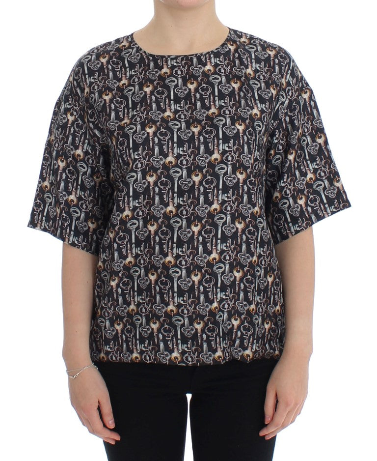 Dolce & Gabbana Enchanted Sicily Silk Blouse with Key Print Dolce & Gabbana