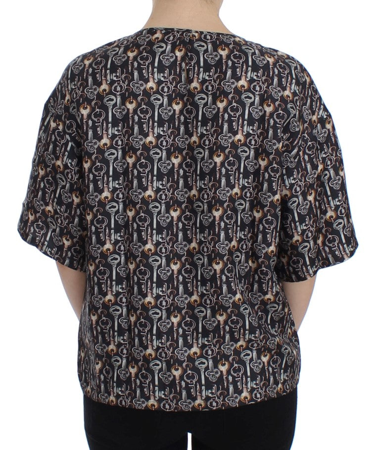 Dolce & Gabbana Enchanted Sicily Silk Blouse with Key Print Dolce & Gabbana