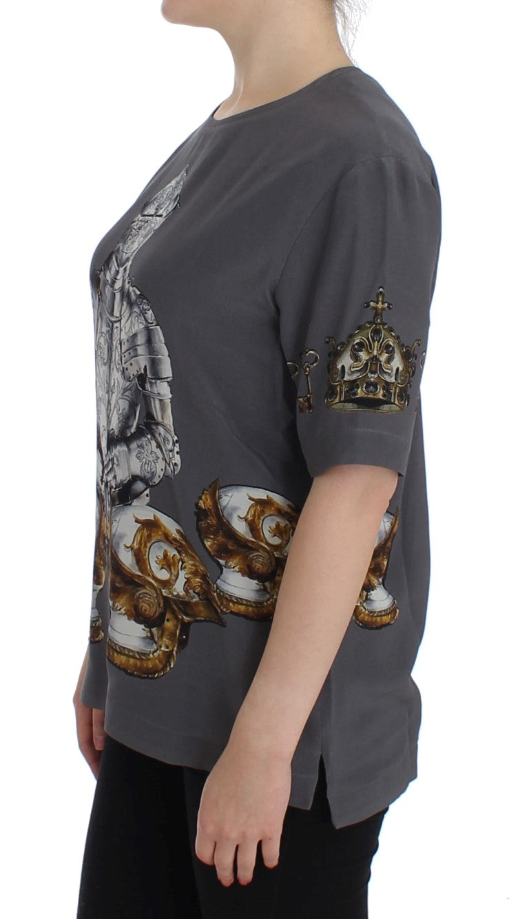 Dolce & Gabbana Enchanted Sicily Silk Blouse with Knight Print Dolce & Gabbana