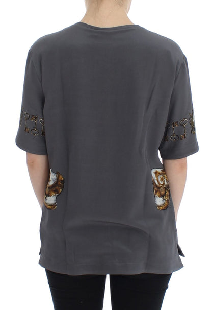 Dolce & Gabbana Enchanted Sicily Silk Blouse with Knight Print Dolce & Gabbana