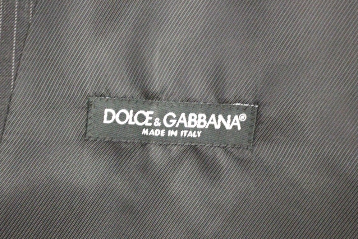 Dolce & Gabbana Elegant Gray Striped Dress Vest Dolce & Gabbana