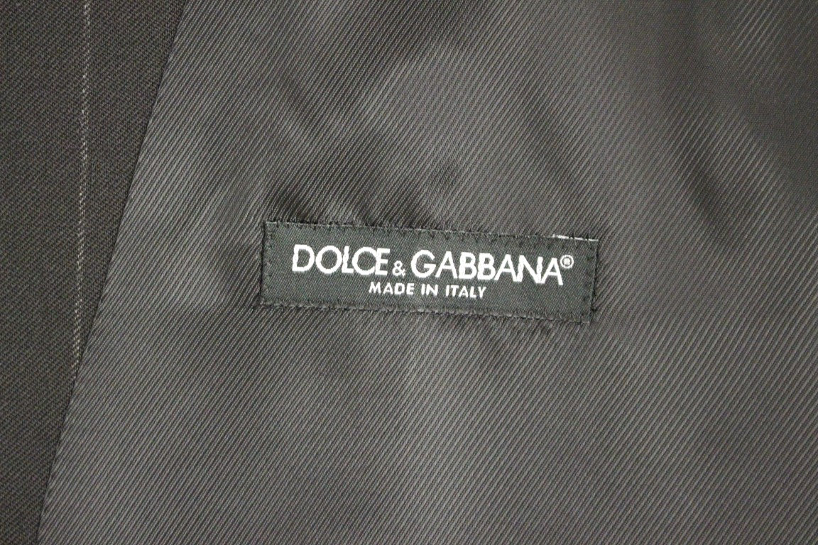 Dolce & Gabbana Elegant Black Striped Wool Dress Vest Dolce & Gabbana