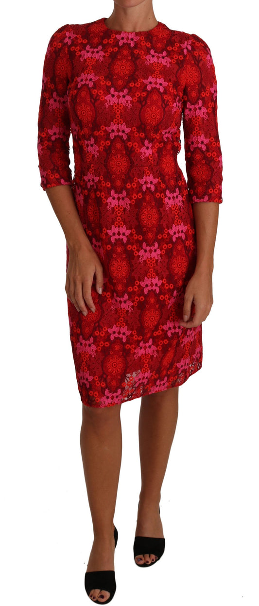 Dolce & Gabbana Elegant Floral Crochet Knee-Length Dress Dolce & Gabbana